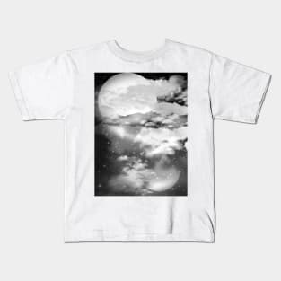 grey moon fantasy landscape Kids T-Shirt